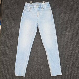 American Eagle Mom Jean Light Wash Strigid High Rise Denim 000 Short